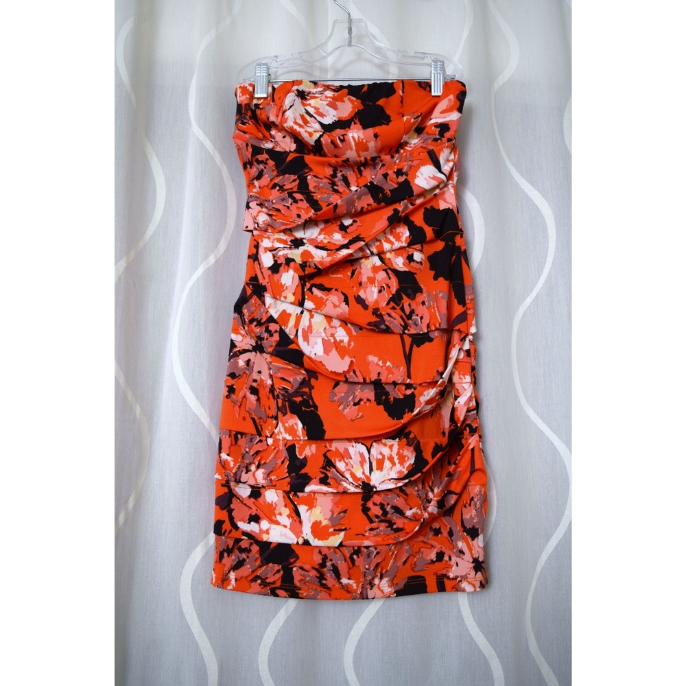 NWT Red Tropical Floral Bodycon Bandage Mini Dress | Size S